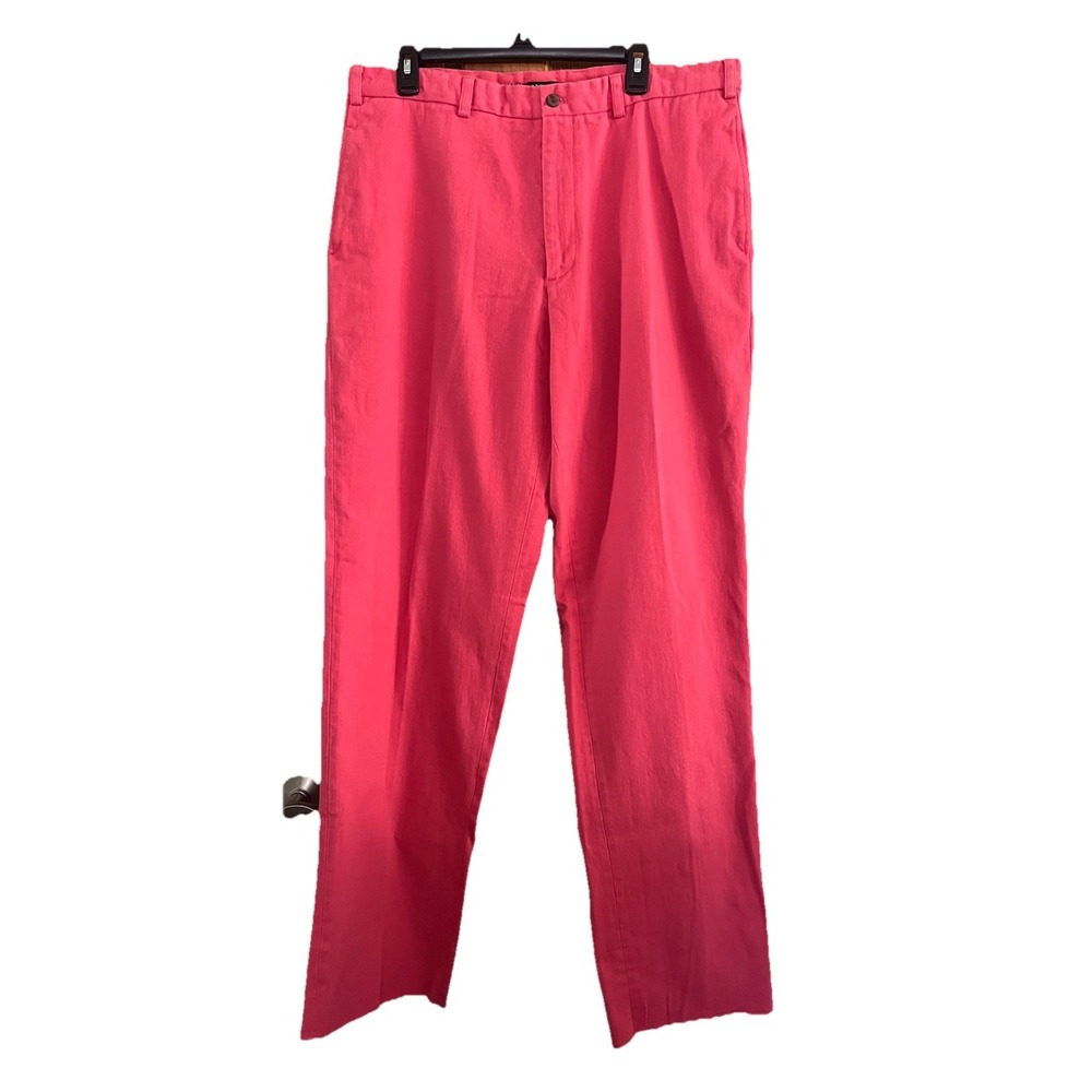J Peterman Mens 38X38‎ Coral Salmon Heavy Cotton Twill Unhemmed Pants Trousers